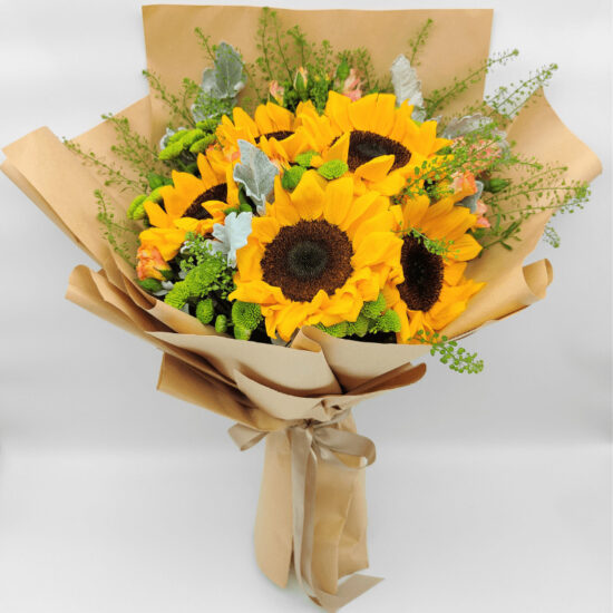 The Diana 1 - 5 Sunflowers in a bouquet