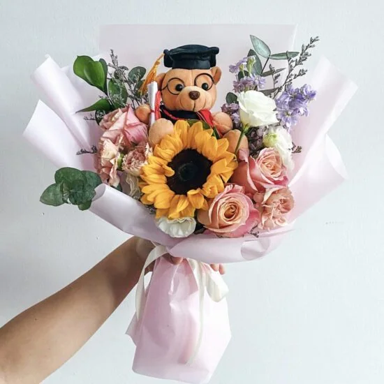 Graduation Bear with Flower Singapore Florist