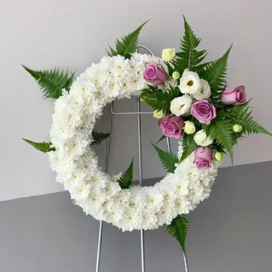 Sympathy Flowers Singapore - Free Same Day Delivery 26 Ivory Funeral Flowers Purple Roses white chrysanthemum