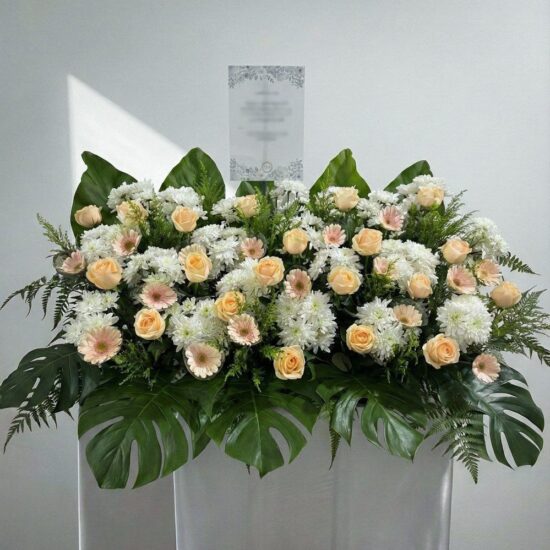 Funeral Flowers – Everlasting Ivory Remembrance Stand